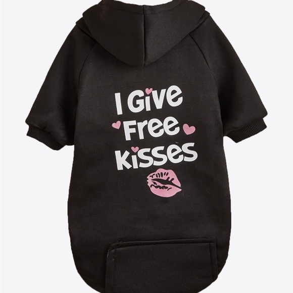 I GIVE FREE KISSES Pet Fleece Lined Hoodie | dog sweater - Picture 3 of 5